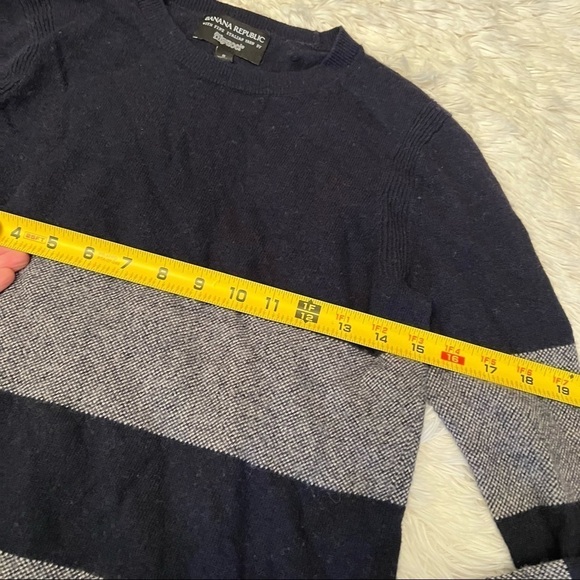 Banana Republic Navy Italian Wool Striped Sweater - Picture 5 of 8